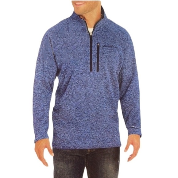 EDDIE bauer blue marled radiator sweater fleece 1/4 zip - Picture 1 of 5